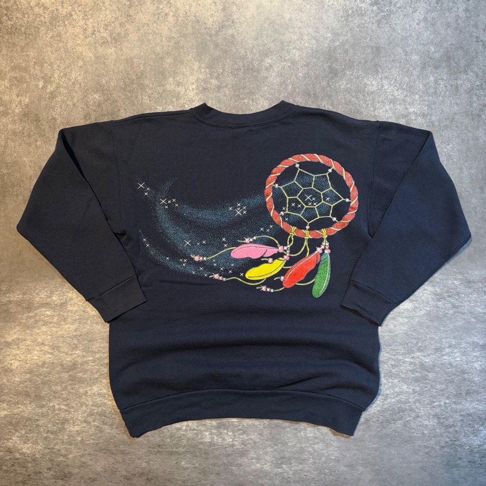 Vintage Dream Catcher Crewneck Sweatshirt Navy Large 90s Little Brownie‎